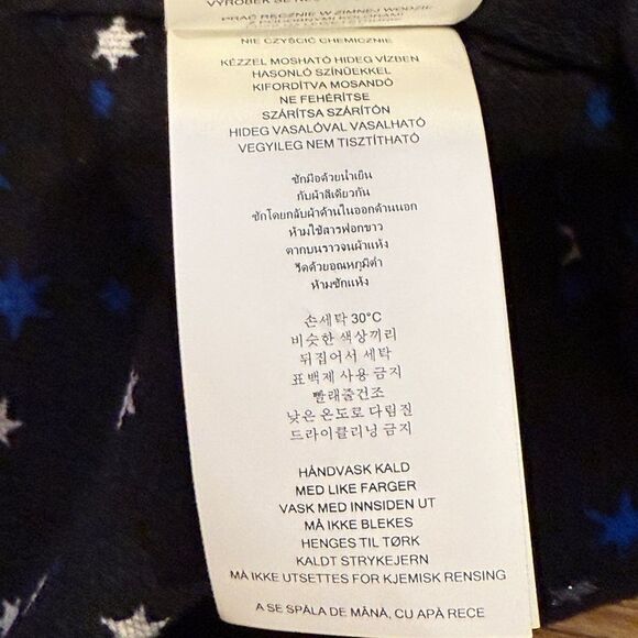 NWOT Michael Kors Shooting Star Bell Sleeve Tunic Top Black Silver and Blue Sm - Picture 13 of 16